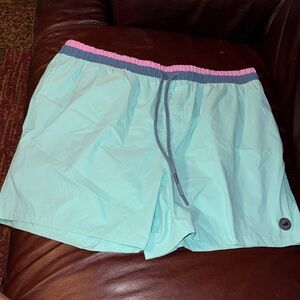 Southern Marsh Men’s Swim Hybrids in Aqua with Pink and Gray Trim XL